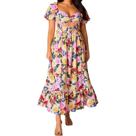 NEW BUDDYLOVE ross cut out midi dress in monet - Picture 1 of 4